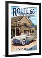 Long Beach, California - Route 66 - Service Station-Lantern Press-Framed Art Print