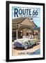 Long Beach, California - Route 66 - Service Station-Lantern Press-Framed Art Print