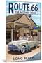 Long Beach, California - Route 66 - Service Station-Lantern Press-Mounted Art Print