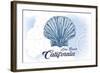 Long Beach, California - Scallop Shell - Blue - Coastal Icon-Lantern Press-Framed Art Print