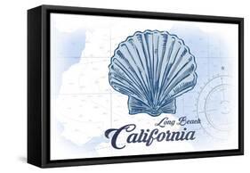 Long Beach, California - Scallop Shell - Blue - Coastal Icon-Lantern Press-Framed Stretched Canvas