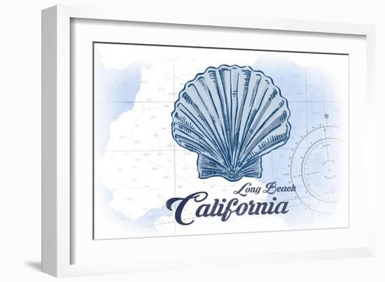 Long Beach, California - Scallop Shell - Blue - Coastal Icon-Lantern Press-Framed Art Print