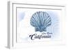 Long Beach, California - Scallop Shell - Blue - Coastal Icon-Lantern Press-Framed Art Print