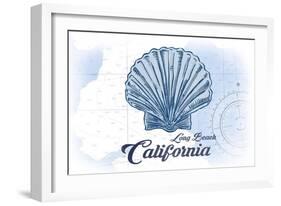 Long Beach, California - Scallop Shell - Blue - Coastal Icon-Lantern Press-Framed Art Print