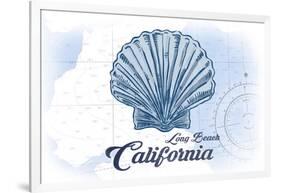 Long Beach, California - Scallop Shell - Blue - Coastal Icon-Lantern Press-Framed Art Print