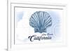 Long Beach, California - Scallop Shell - Blue - Coastal Icon-Lantern Press-Framed Art Print