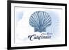 Long Beach, California - Scallop Shell - Blue - Coastal Icon-Lantern Press-Framed Art Print