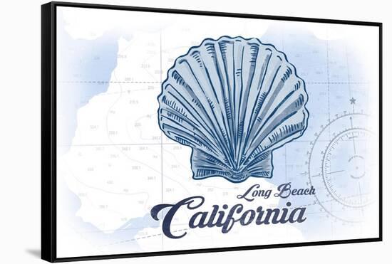 Long Beach, California - Scallop Shell - Blue - Coastal Icon-Lantern Press-Framed Stretched Canvas