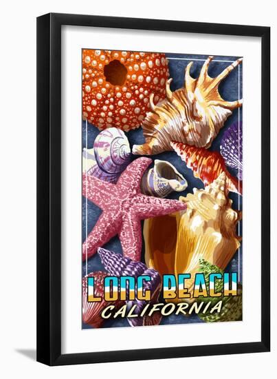 Long Beach, California - Shell Montage-Lantern Press-Framed Art Print