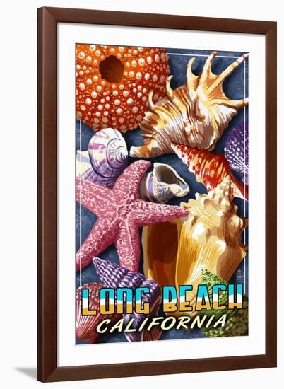 Long Beach, California - Shell Montage-Lantern Press-Framed Art Print