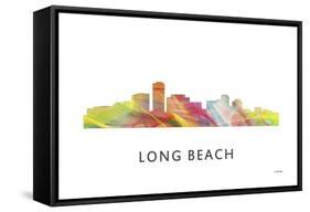 Long Beach California Skyline-Marlene Watson-Framed Stretched Canvas