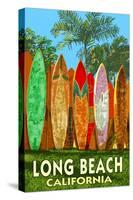 Long Beach, California - Surfboard Fence-Lantern Press-Stretched Canvas