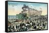 Long Beach, California - View of Amusement Rides Along the Pike-Lantern Press-Framed Stretched Canvas