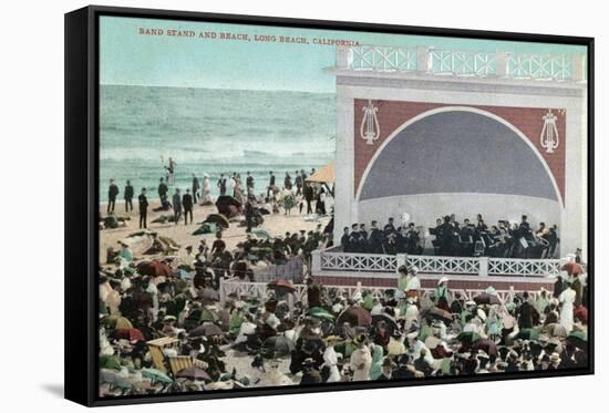 Long Beach, California - View of the Band Stand and Beach-Lantern Press-Framed Stretched Canvas