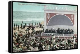 Long Beach, California - View of the Band Stand and Beach-Lantern Press-Framed Stretched Canvas