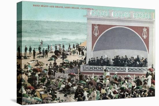 Long Beach, California - View of the Band Stand and Beach-Lantern Press-Stretched Canvas