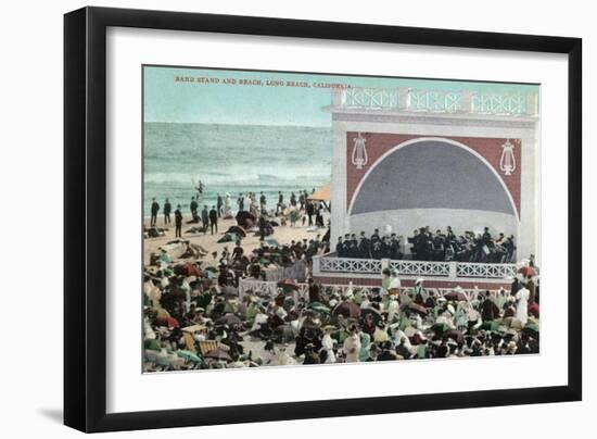 Long Beach, California - View of the Band Stand and Beach-Lantern Press-Framed Art Print