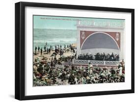 Long Beach, California - View of the Band Stand and Beach-Lantern Press-Framed Art Print