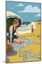 Long Beach, California - Woman on the Beach-Lantern Press-Mounted Art Print