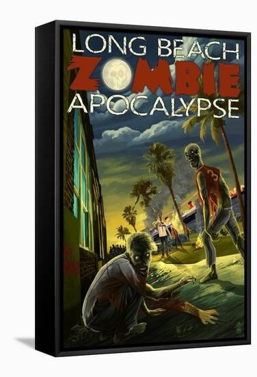 Long Beach, California - Zombie Apocalypse-Lantern Press-Framed Stretched Canvas