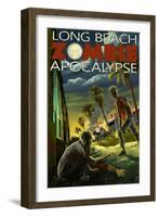 Long Beach, California - Zombie Apocalypse-Lantern Press-Framed Art Print