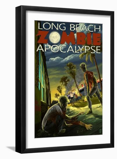 Long Beach, California - Zombie Apocalypse-Lantern Press-Framed Art Print