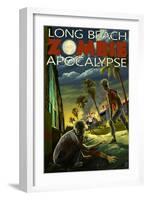 Long Beach, California - Zombie Apocalypse-Lantern Press-Framed Art Print