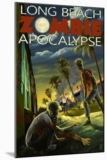 Long Beach, California - Zombie Apocalypse-Lantern Press-Mounted Art Print