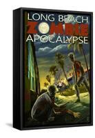 Long Beach, California - Zombie Apocalypse-Lantern Press-Framed Stretched Canvas