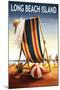 Long Beach Island - Beach Chair and Ball-Lantern Press-Mounted Art Print