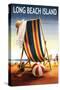 Long Beach Island - Beach Chair and Ball-Lantern Press-Stretched Canvas