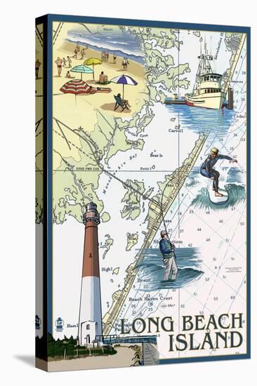 Long Beach Island - Nautical Chart-Lantern Press-Stretched Canvas