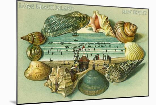 Long Beach Island, New Jersey - a Scenic View Bordered with Sea Shells-Lantern Press-Mounted Art Print