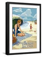 Long Beach Island, New Jersey Beach Scene-Lantern Press-Framed Art Print