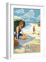 Long Beach Island, New Jersey Beach Scene-Lantern Press-Framed Art Print