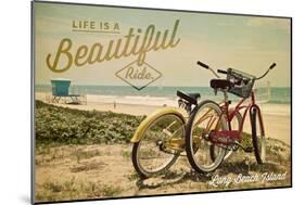 Long Beach Island, New Jersey - Bicycles and Beach Scene-Lantern Press-Mounted Art Print