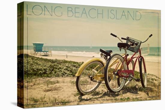 Long Beach Island, New Jersey - Bicycles and Beach Scene-Lantern Press-Stretched Canvas