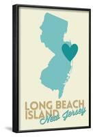 Long Beach Island, New Jersey - Blue and Teal - Heart Design-Lantern Press-Framed Art Print