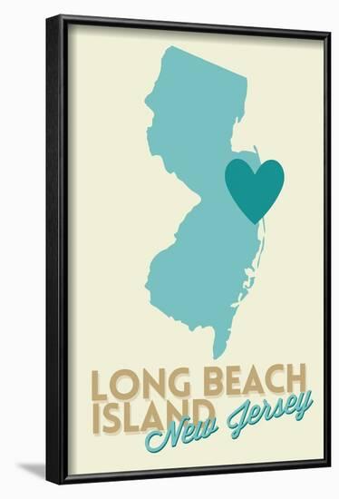 Long Beach Island, New Jersey - Blue and Teal - Heart Design-Lantern Press-Framed Art Print