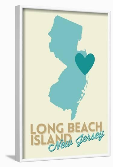 Long Beach Island, New Jersey - Blue and Teal - Heart Design-Lantern Press-Framed Art Print