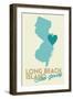 Long Beach Island, New Jersey - Blue and Teal - Heart Design-Lantern Press-Framed Art Print