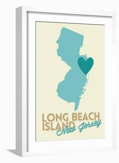 Long Beach Island, New Jersey - Blue and Teal - Heart Design-Lantern Press-Framed Art Print