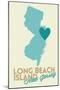 Long Beach Island, New Jersey - Blue and Teal - Heart Design-Lantern Press-Mounted Art Print