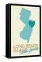 Long Beach Island, New Jersey - Blue and Teal - Heart Design-Lantern Press-Framed Stretched Canvas