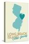 Long Beach Island, New Jersey - Blue and Teal - Heart Design-Lantern Press-Stretched Canvas