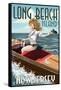 Long Beach Island, New Jersey - Boating Pinup Girl-Lantern Press-Framed Stretched Canvas