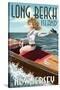 Long Beach Island, New Jersey - Boating Pinup Girl-Lantern Press-Stretched Canvas