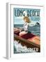 Long Beach Island, New Jersey - Boating Pinup Girl-Lantern Press-Framed Art Print