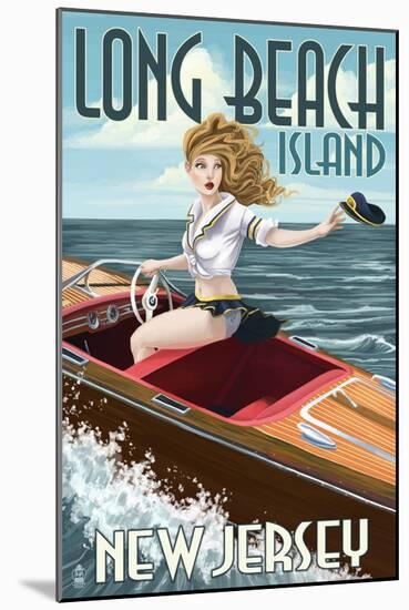 Long Beach Island, New Jersey - Boating Pinup Girl-Lantern Press-Mounted Art Print