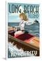 Long Beach Island, New Jersey - Boating Pinup Girl-Lantern Press-Framed Art Print